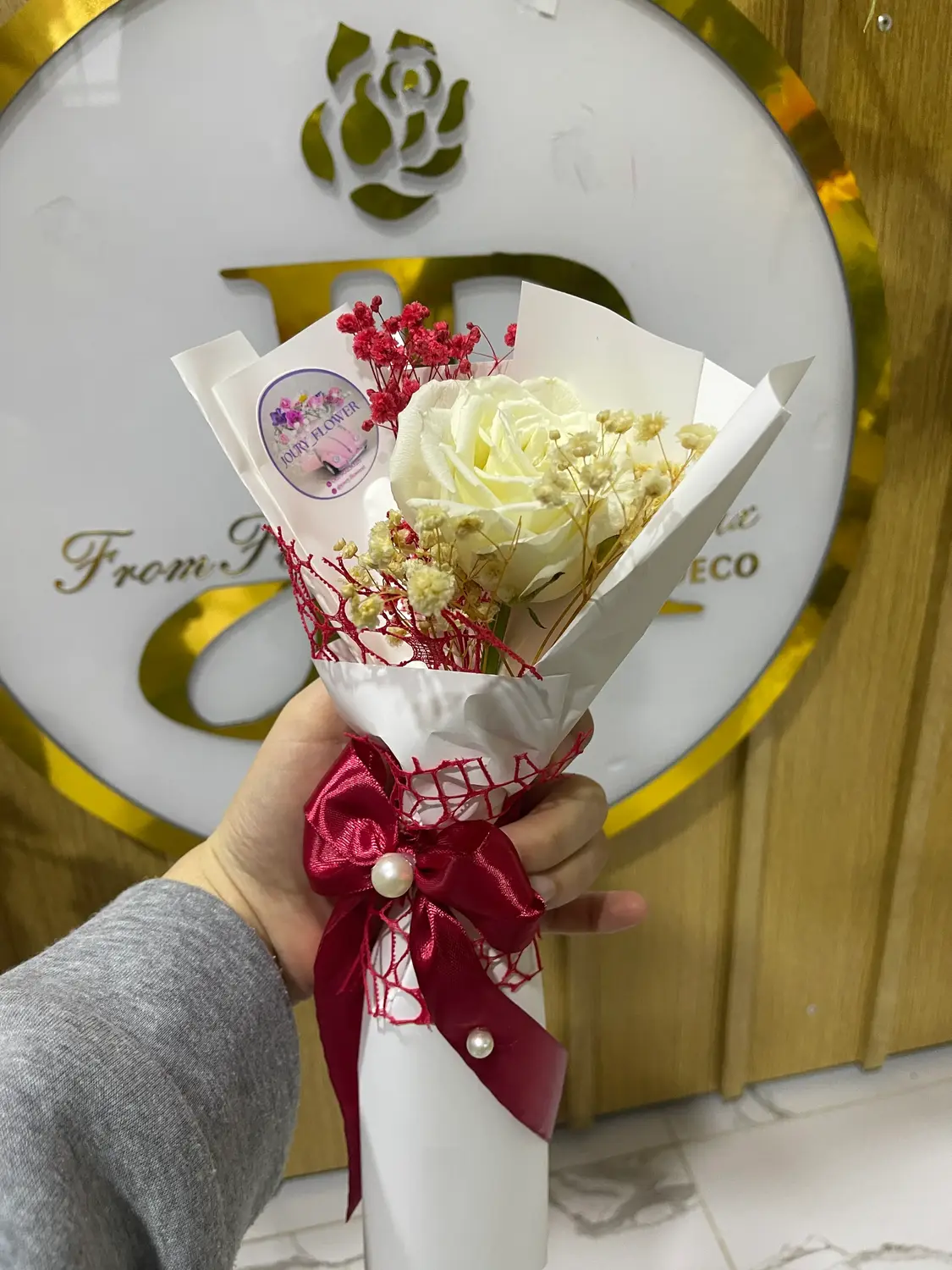 Mother's gift floral wrapping detail